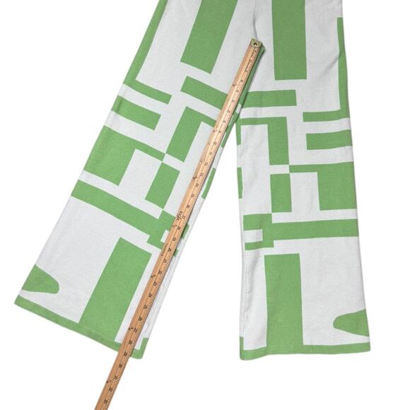 Princess Polly Green & White Wide-leg High-Rise Check Knit Pants - Size L/XL - Picture 3 of 7